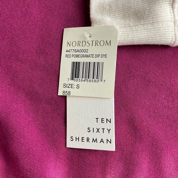 Ten Sixty Sherman Sweatshirt Crew Neck Dip Dye Red Pomegranate Cotton Small - Picture 6 of 15